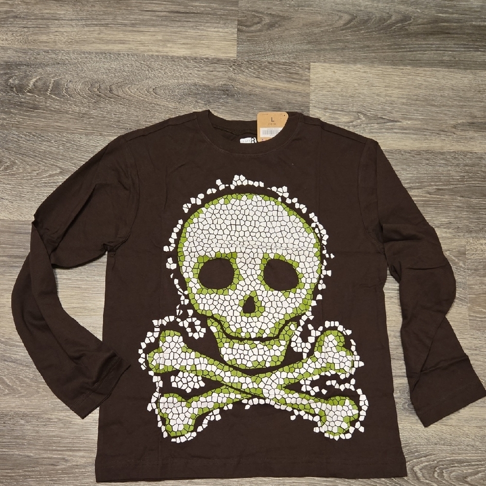 NWT Crazy 8 Long Sleeve Skull Shirt Sz L